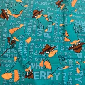 Disney Teal Perry Fabric with Cartoon Characters